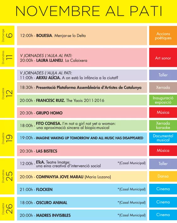 Programació: novembre al Pati